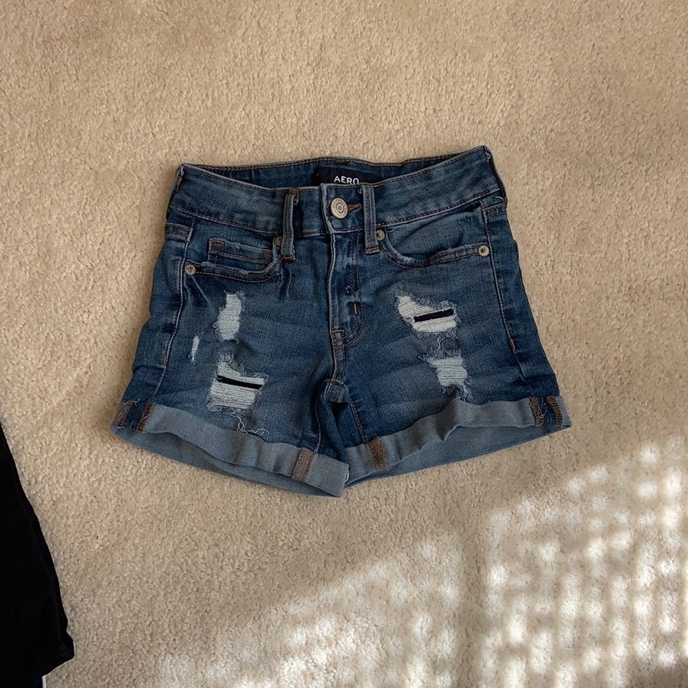 low rise midi jean shorts
